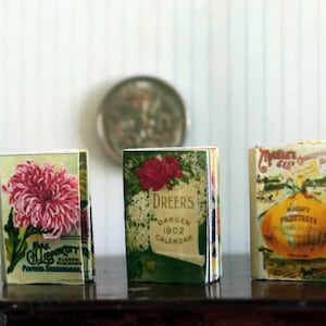 Vintage garden catalogues | miniature dollshouse books, seed & plant catalog, 12th scale tiny vintage books AU POSTAGE