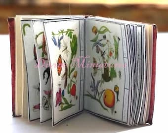Natural History, Miniature Dollhouse Book 12th Century Renaissance Botanical Manuscript US POSTAGE