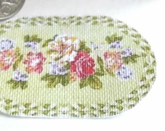Oval Dollhouse Rug 1:12 Scale, Miniature Decor, Printed Linen Canvas US POSTAGE