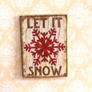 Let It Snow Christmas Snowflake Print, 1:12 Scale, Dollhouse Miniature, Christmas Print, Dollhouse Print, Miniature Sign, AU SHIPPING