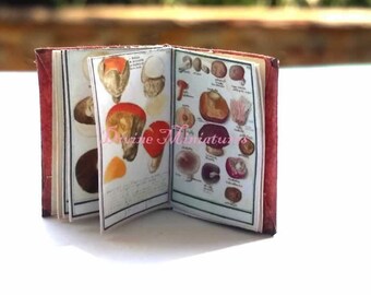 Miniature Mushroom Botanical Book 12th Scale Tiny Grandma Gift Dollhouse  US POSTAGE