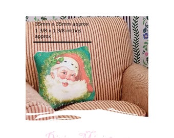 Vintage Santa Pillow 1/12 Scale Miniature Tiny Holiday Cushion AU POSTAGE