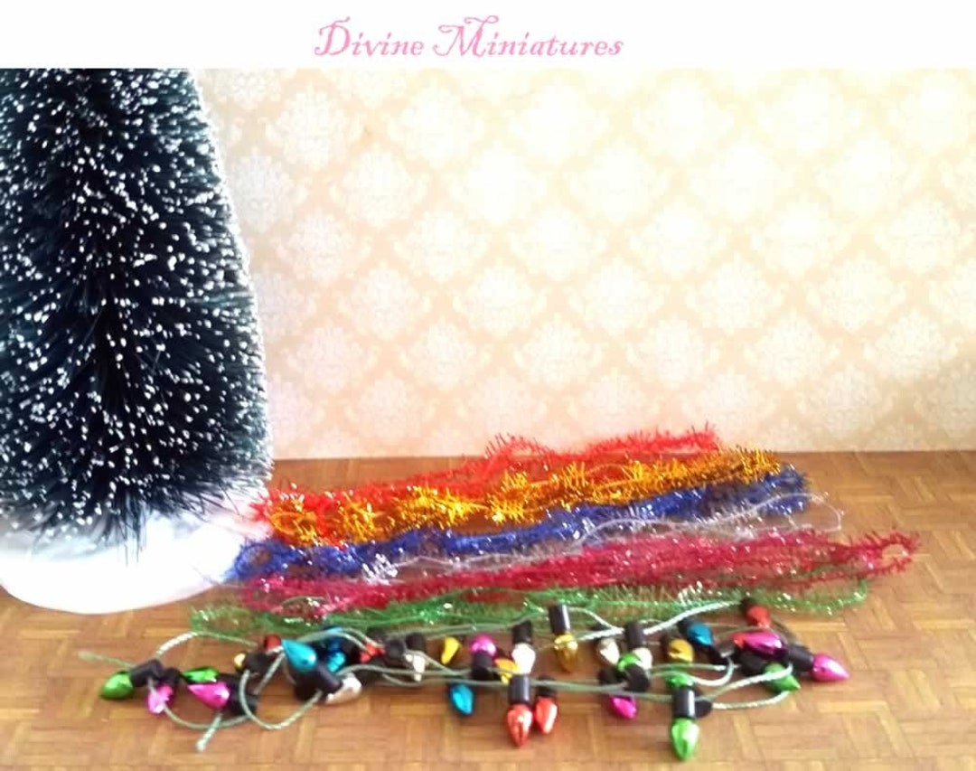 Christmas Lights 6 Tinsels 112 Scale Dollhouse Miniature Decor, Christmas Lights, Dollhouse