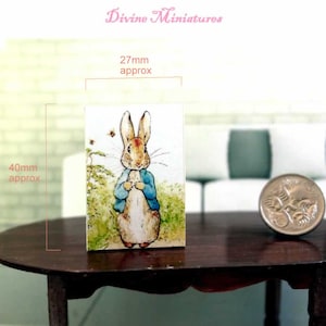 Beatrix Potter print set of 4 miniature dollhouse miniatures Peter Rabbit Jemima Puddle-Duck Squirrel Nutkin AU SHIPPING
