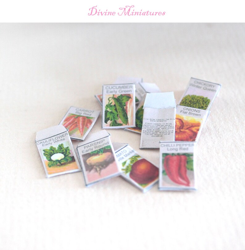 Miniature Gardening Seed Packets Set of 36 1/12 Scale Dollhouse Garden ...