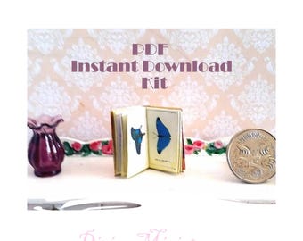 Victoriaans poppenhuis vlinder miniatuurboek pdf, schaal 1/12 miniboeken DIY