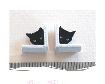 Miniature Black Cat Bookends  Tiny Library Decor 1:12 scale AU POSTAGE