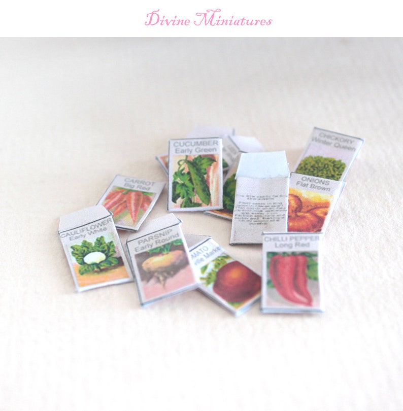 Miniature Printable Tiny Seed Packets 1/12 Scale DIY Dollhouse Kit ...