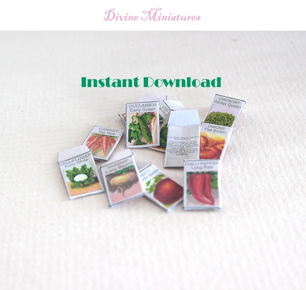 Miniature Printable Tiny Seed Packets 1/12 Scale DIY Dollhouse Kit - Etsy