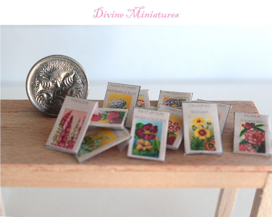 Miniature Gardening Seed Packets Set of 36 1/12 Scale Dollhouse Garden ...