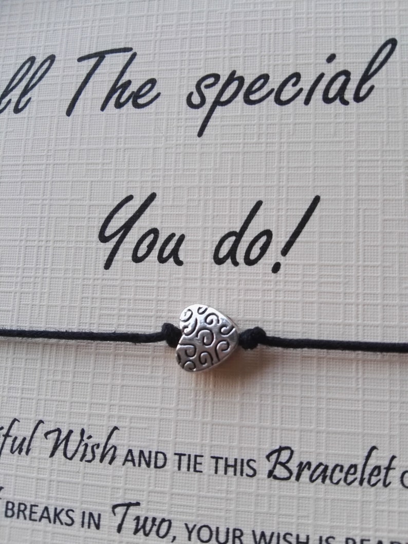 A21 Thank You Volunteer Waxed Cotton Cord Friendship Jewelry Little Heart Bracelet Volunteer Appreciation Gift Wish Bracelet
