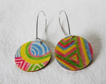Multicoloured Circle Drop Earrings