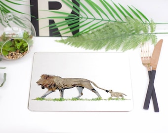 Lion and Cub melamine and cork backed placemat