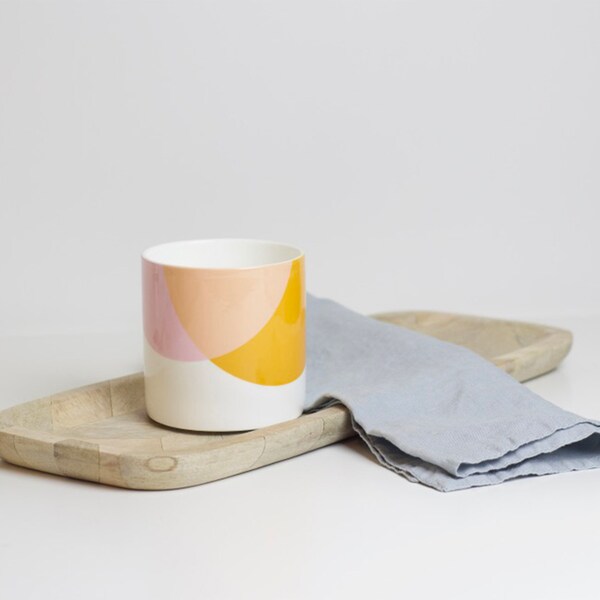 Orange and Pink Dip Bone China Mug