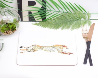 Running Cheetah drawing melamine and cork backed placemat