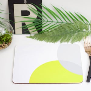 Dip Colour pop Yellow and Grey melamine and cork backed placemat