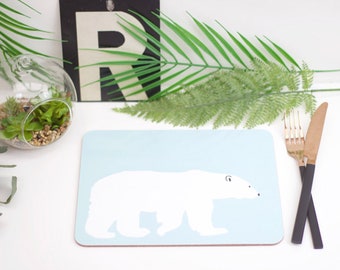 Polar Bear minimal mealmine and cork placemat