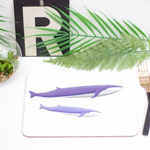 Blue Whales drawing melamine and cork backed placemat
