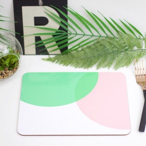 Dip Colour pop Pink and Green melamine and cork backed placemat