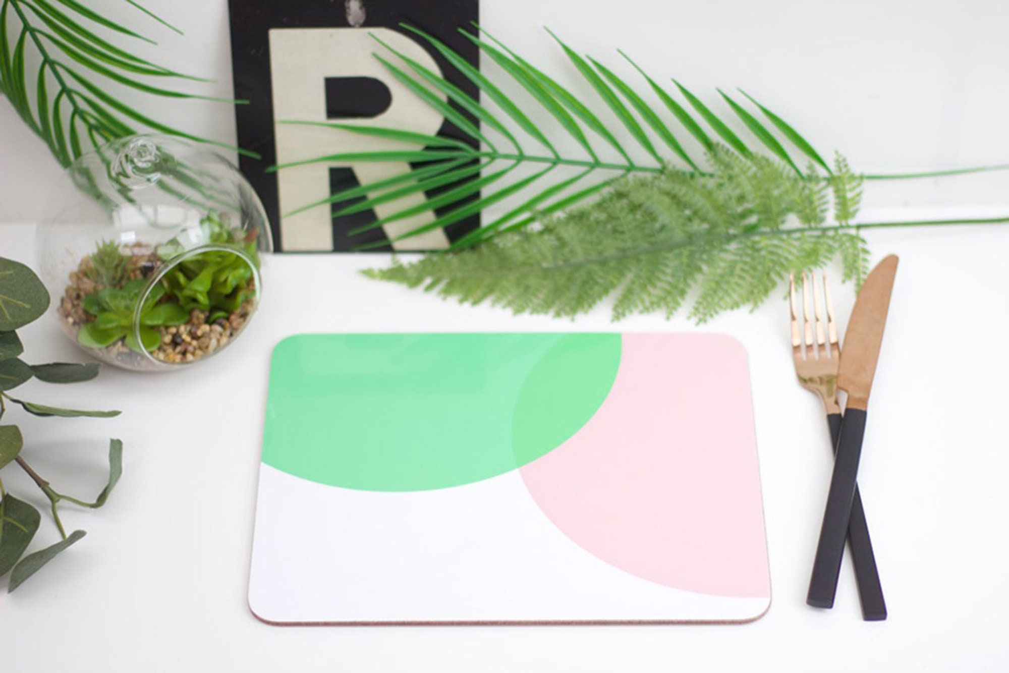 Colour pop Pink and Green melamine and cork backed placemat Etsy
