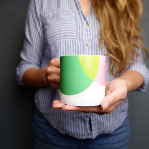 Pink and Green Dip Mug | Bone China Mug