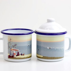 Surf and VW camper Enamel Mug  |  Outdoor Mug  |  Camping Mug