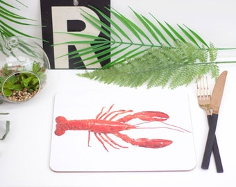 Lobster drawing mealmine and cork placemat