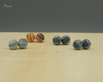 Gray mini mini earrings, stud earrings for women, unique earrings, small earrings, tiny earrings, polymer clay earrings, everyday earrings