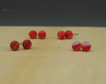 Red mini mini earrings, stud earrings for women, unique earrings, small earrings, tiny earrings, polymer clay earrings, everyday earrings