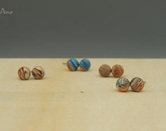 Blue mini mini earrings, stud earrings for women, unique earrings, small earrings, tiny earrings, polymer clay earrings, everyday earrings