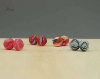 Red mini earrings, stud earrings for women, unique earrings, small earrings, tiny earrings, polymer clay earrings, everyday earrings