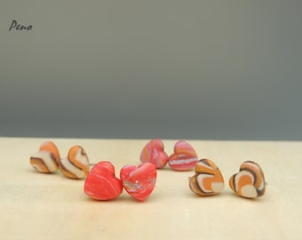 Heart earrings, mini earrings, stud earrings for women, unique earrings, small earrings, tiny earrings, polymer clay earrings, earrings
