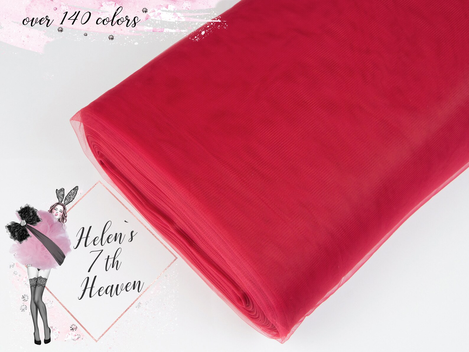 CARMINE Pink Tulle Fabric by the Yard or Meter RED BERRY Etsy