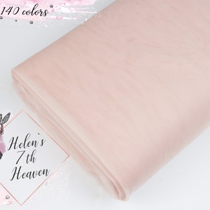 3m/118" Wide PALE DUSTY PINK Tulle by 20 Meter Roll #7, Soft Tulle by 20 Yard Bolt, Blush Bridal Tulle Fabric Wholesale, Wedding, Bridesmaid