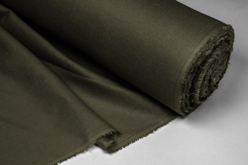 Army Green Linen Fabric Stretch Moss Green Flax by the Yard Etsy