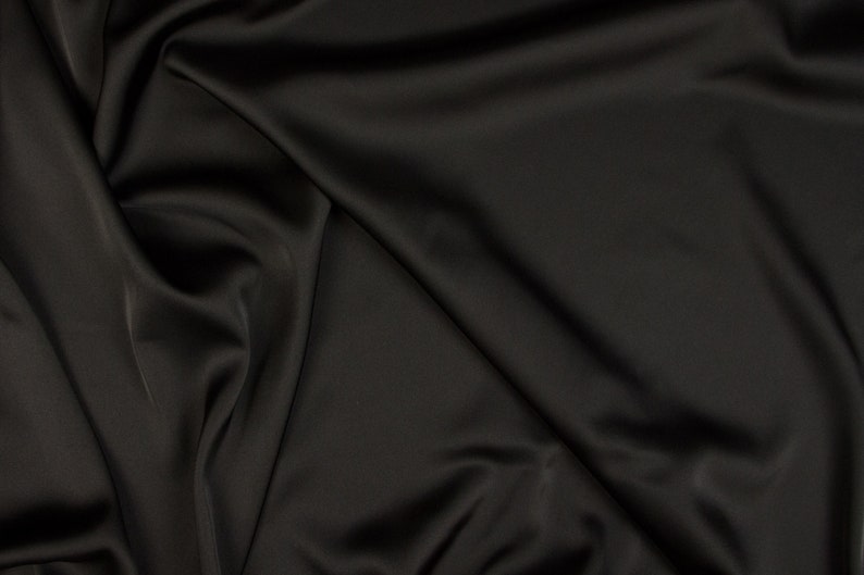Black Silk Fabric by the Yard 3 Black Satin Fabric Black Etsy