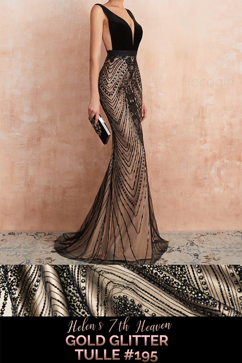 Black Bridal Lace Applique Black Lace Fabric Mermaid Dress Bodice Lace Glitter Gold Shimmer Black Tulle Lace Scalloped Lace by the Meter