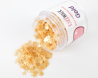 Edible Glitter Stars by Kakewalk | Metallic mini stars edible glitter in gold, silver, red and green | 4 grams