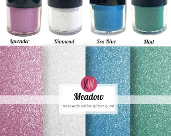 Deep Sea - Kakewalk edible glitter quad. Lavender, Diamond, Blue Sky and Mint. Drink & cocktail glitter. Dessert glitter set.