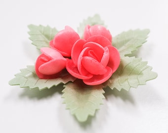 Winter Camelia  edible wafer paper flower 6PK / flower topper for cakes / wafer flower / winter wedding cake topper / holiday cake topper