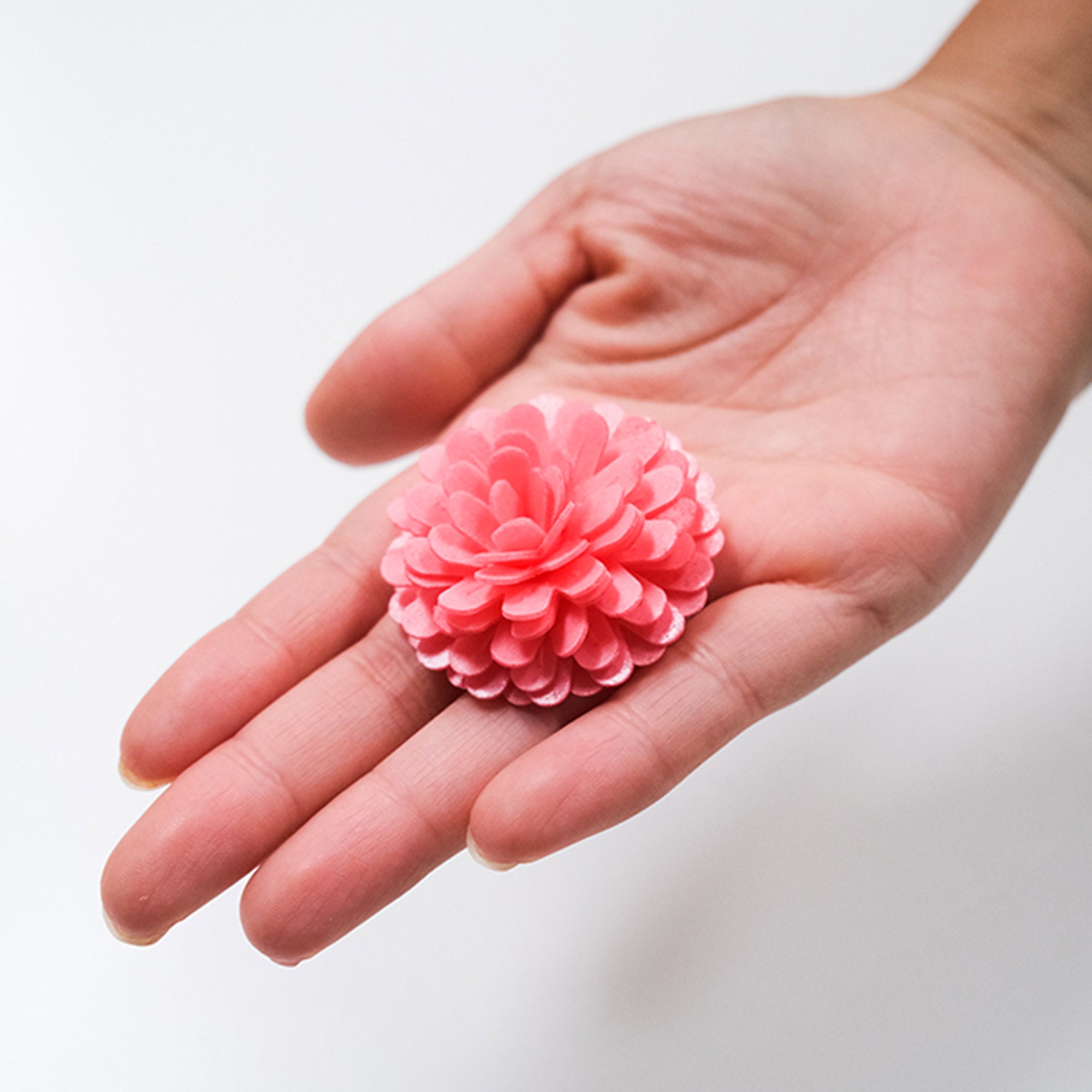 Pompom Edible Wafer Paper Flower 12 PK / Flower Topper for Etsy