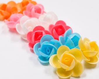 Rosy Blossom edible wafer paper flower 12 PK / flower topper for cakes / wafer flower / winter wedding cake topper /  cupcake topper /