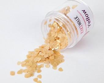 Edible Glitter Hearts by Kakewalk | Metallic mini hearts edible glitter in yellow gold and pearl white | 4 grams