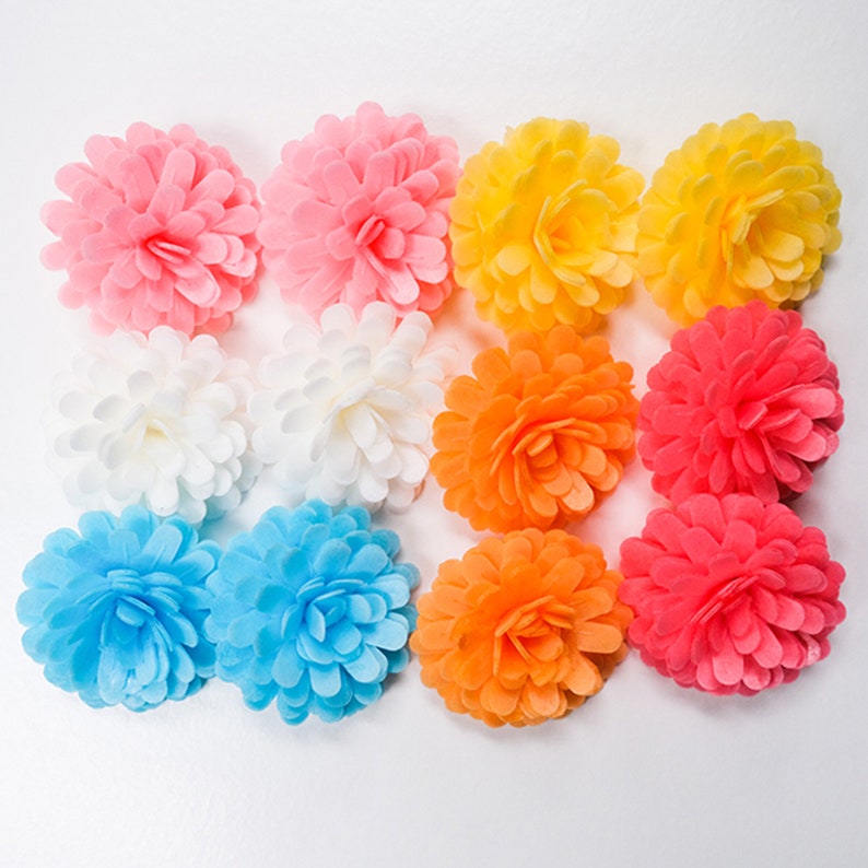 Pompom Edible Wafer Paper Flower 12 PK / Flower Topper for Etsy