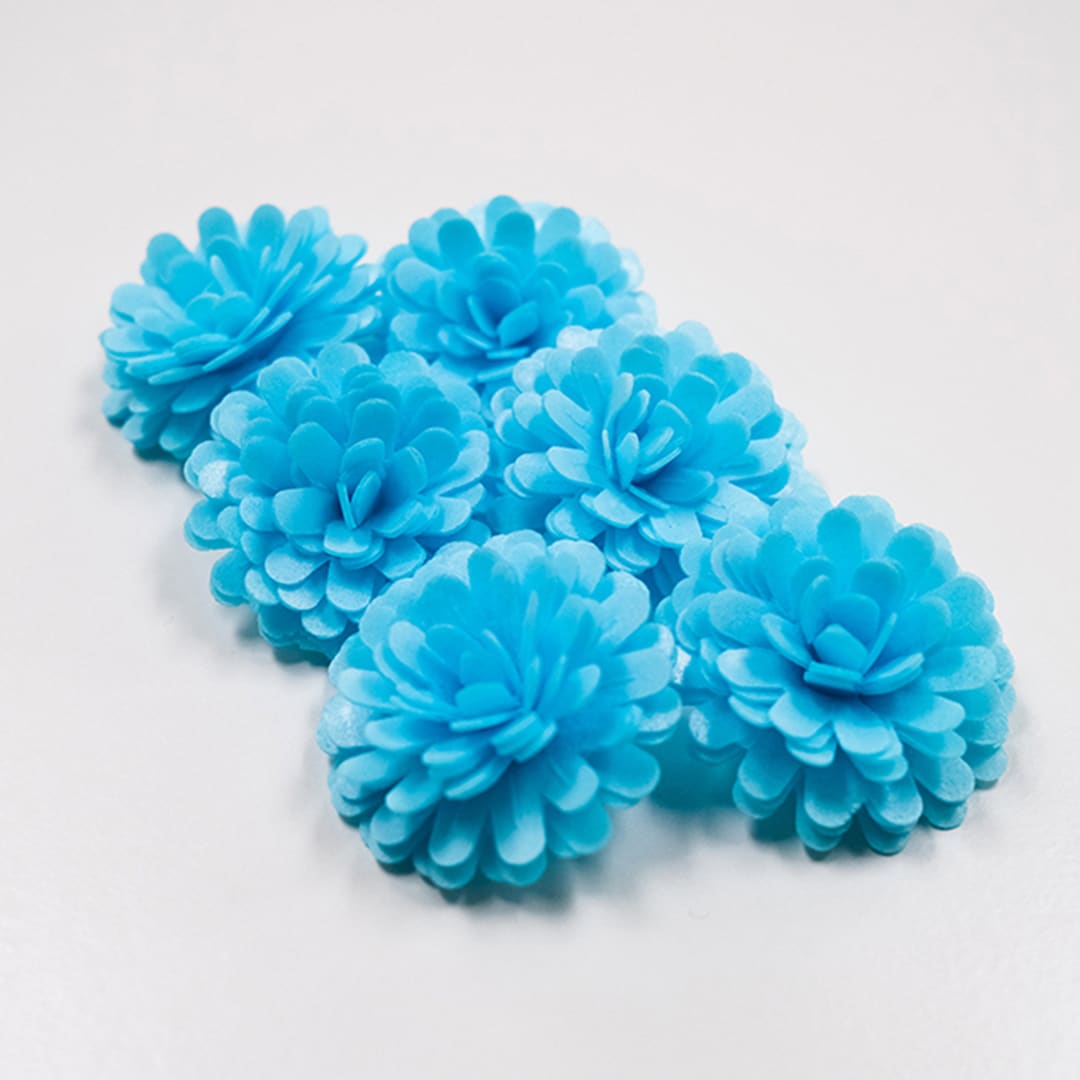 Pompom Edible Wafer Paper Flower 12 PK / Flower Topper for Cakes