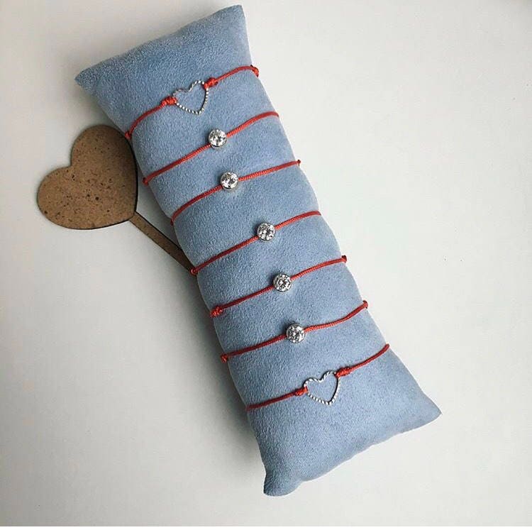 Redline red thin bracelet With silver 925 bead and zirconia. Etsy