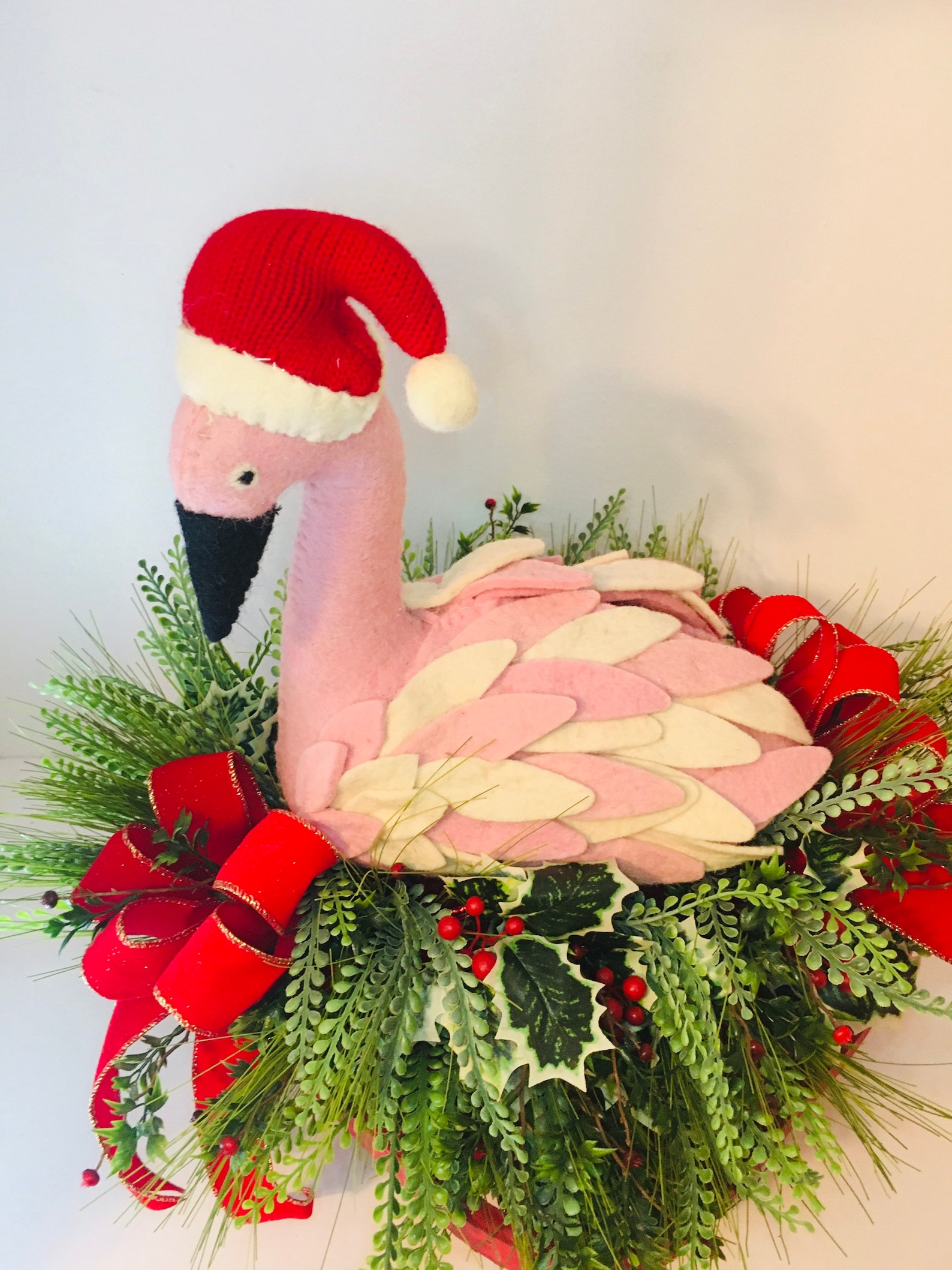 Handmade Christmas pink flamingo table centerpiece arrangement Etsy