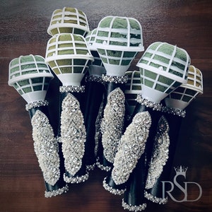 Bouquet Holder Sets For DIY Bouquet Foam Flower Holder Rhinestone Wedding Bouquet Florist Tools For Bridesmaids Bling Bouquet Handle In Bulk