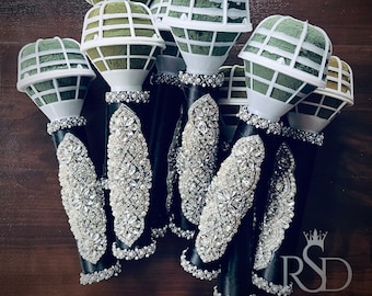 Bouquet Holder Sets For DIY Bouquet Foam Flower Holder Rhinestone Wedding Bouquet Florist Tools For Bridesmaids Bling Bouquet Handle In Bulk