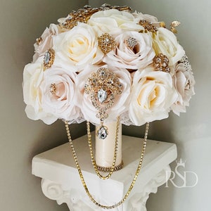 Brooch Bouquet For Bride Personalized Bouquet For Gatsby Wedding Vintage Bouquet For Bride Bling Bouquet For Glam Wedding